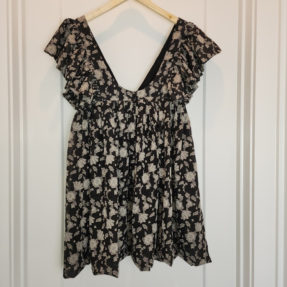 Storia Black Floral Babydoll Dress Whimsigoth Fairy Grunge Cottagecore Boho S - Picture 3 of 9